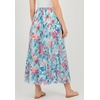 Woman Within Plus Size Pull-On Elastic Waist Crinkle Printed Skirt(White Multi Splash)
