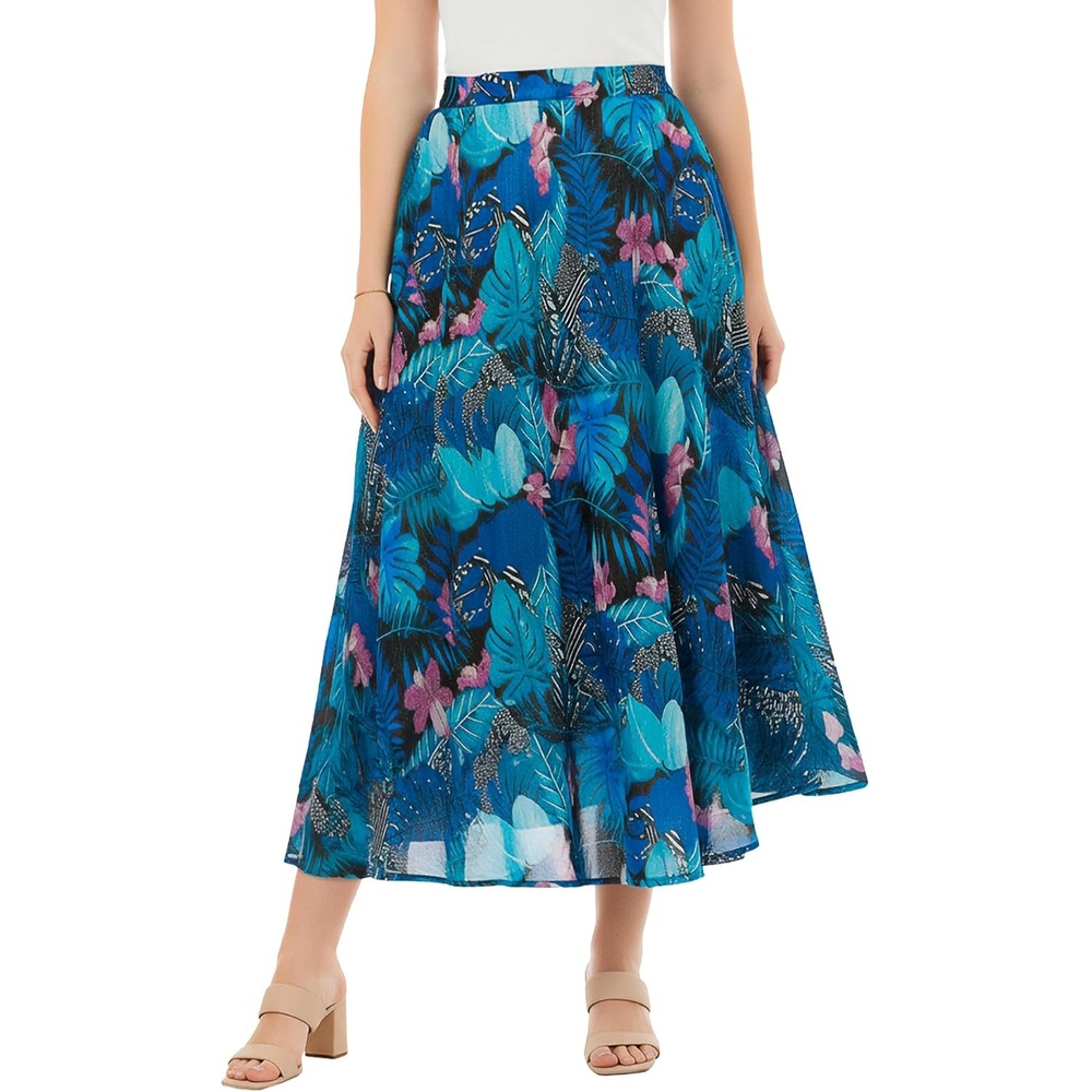 image:imageWoman Within Plus Size 2in1 Reversible SkirtBlack Midnight Tropical