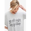 ellos Plus Size Cotton Spandex Vneck Short Sleeve Sleep Shirt(Deep Olive Graphic)