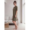 ellos Plus Size Cotton Spandex Vneck Short Sleeve Sleep Shirt(Deep Olive Graphic)