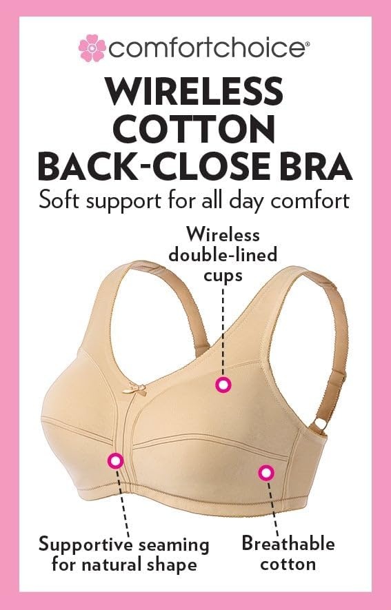 image:imageComfort Choice Womens Plus Size Cotton BackClose Wireless BraMahogany Red Paisley