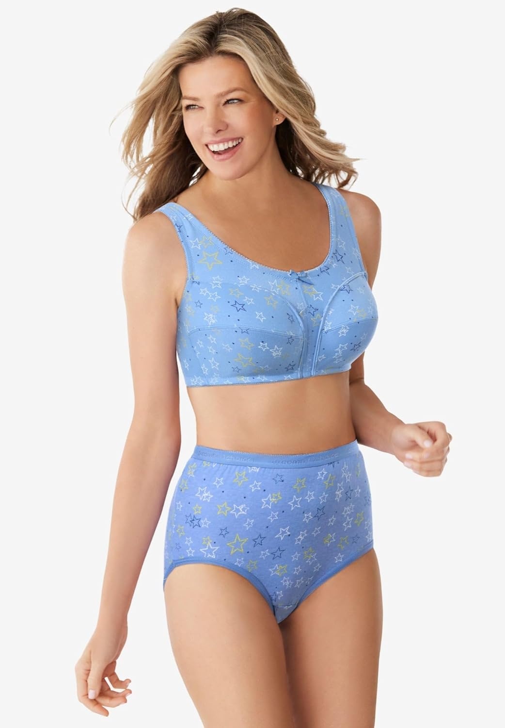image:imageComfort Choice Womens Plus Size Cotton BackClose Wireless BraPoppy Red Scattered Hearts