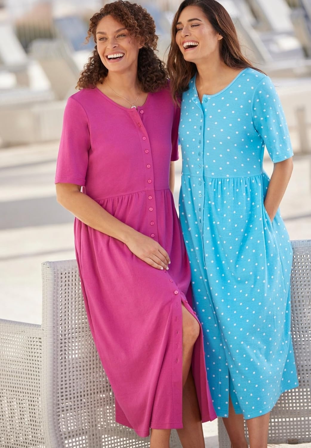 image:imageWoman Within Plus Size ShortSleeve ButtonFront Pocket Dress Petite Available M Sweet Coral Multi Garden