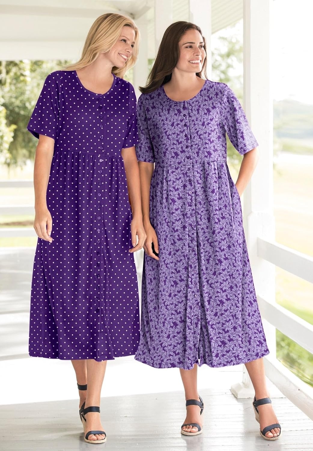 image:imageWoman Within Plus Size ShortSleeve ButtonFront Pocket Dress Petite Available S Sweet Coral Multi Garden