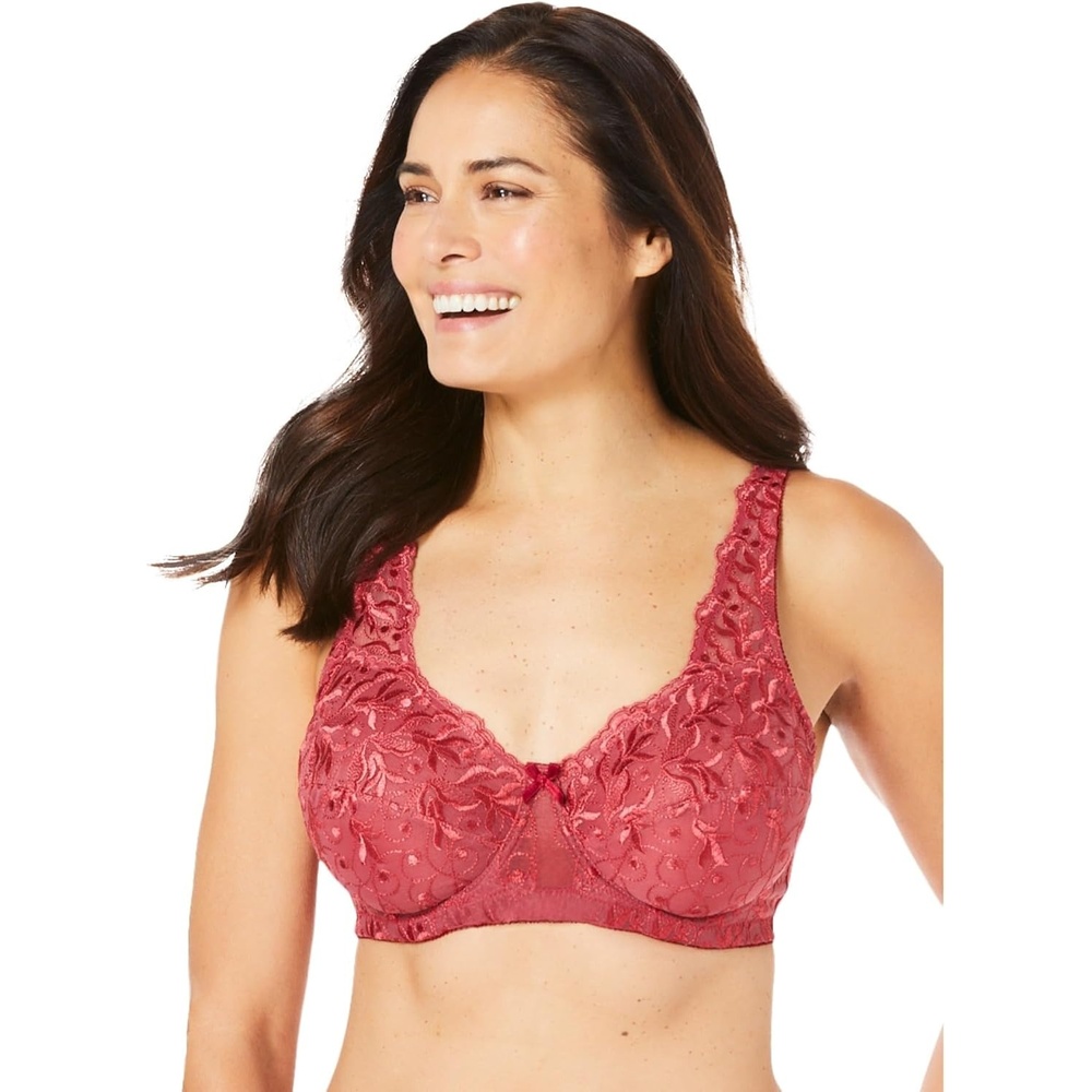 image:imageAmoureuse Womens Plus Size Embroidered Underwire BraClassic Red