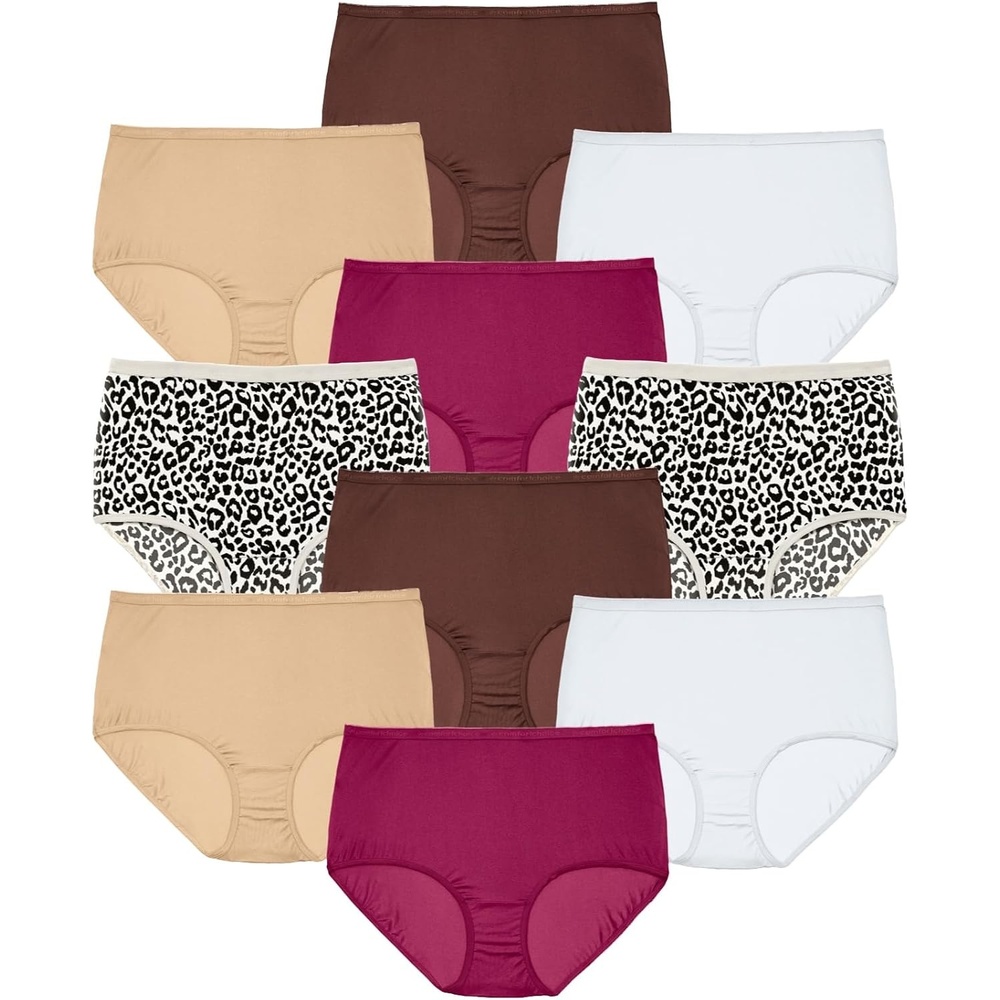 image:imageComfort Choice Plus Size Full Coverage Nylon Brief 10PackAnimal Pack