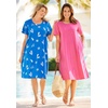 Woman Within Plus Size Perfect Short-Sleeve Crewneck Tee Dress(Navy Multi Tie Dye)