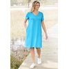Woman Within Plus Size Perfect Short-Sleeve V-Neck Tee Dress(Evening Blue Stars)