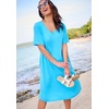 Woman Within Plus Size Perfect Short-Sleeve V-Neck Tee Dress(Navy Multi Tie Dye)