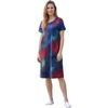 Woman Within Plus Size Perfect Short-Sleeve Crewneck Tee Dress(Navy Multi Tie Dye)