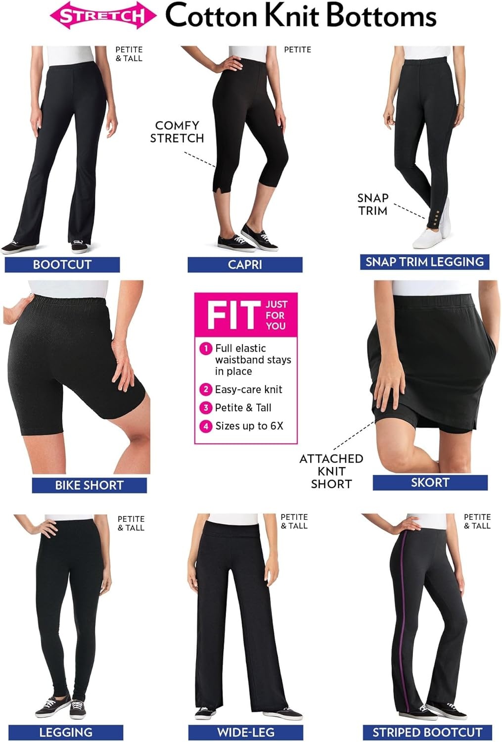 image:imageWoman Within Plus Size Capri PullOn Stretch Knit Cotton Spandex LeggingsPlum Purple