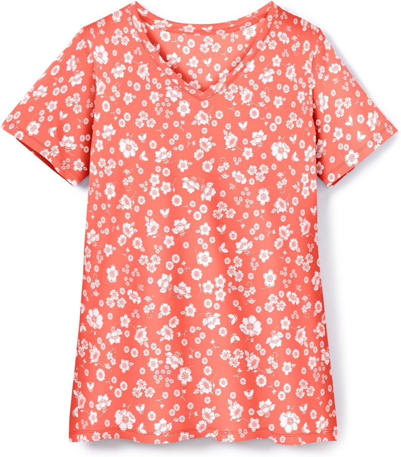 image:imageWoman Within Plus Size Perfect Printed ShortSleeve VNeck TeeWhite Painted Floral