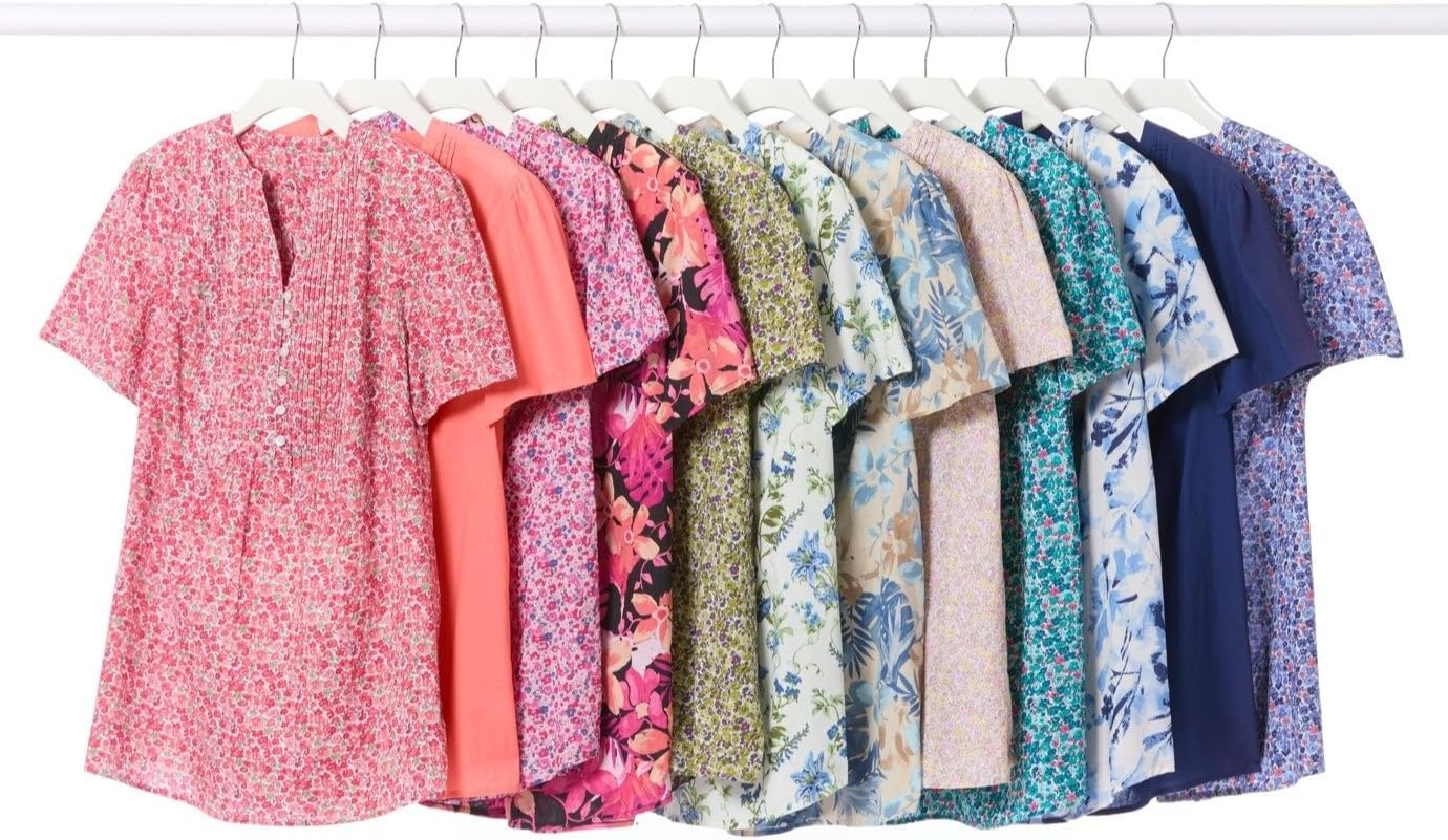 image:imageWoman Within Plus Size Pintucked HalfButton TunicChocolate Blooming Ditsy