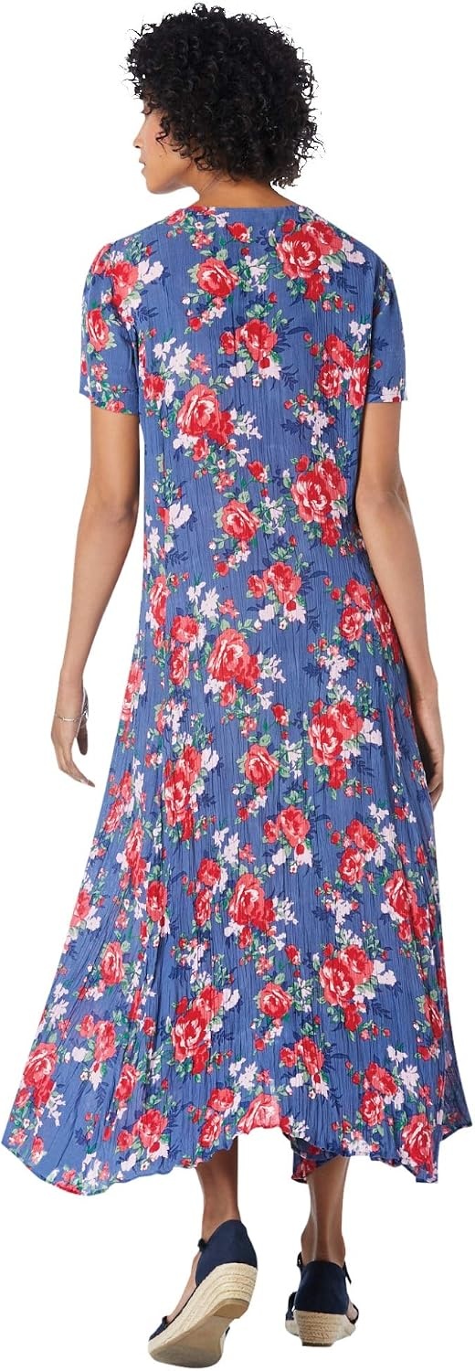 image:imageWoman Within Plus Size Printed ShortSleeve Crinkle Maxi DressRaspberry Sorbet Patched Paisley