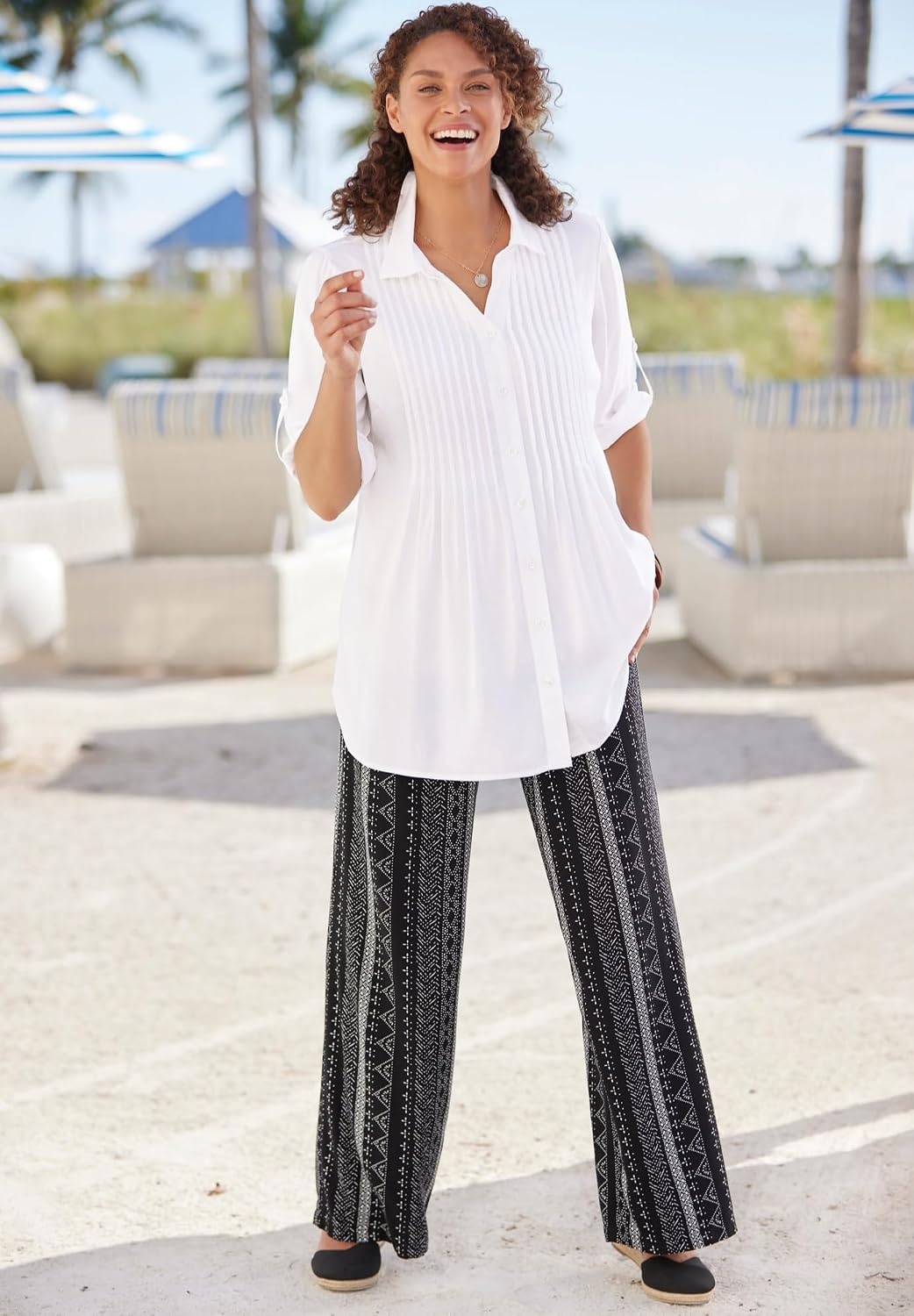 image:imageWoman Within Plus Size Rayon Pintucked Effortless Tunic BlouseDeep Claret Batik