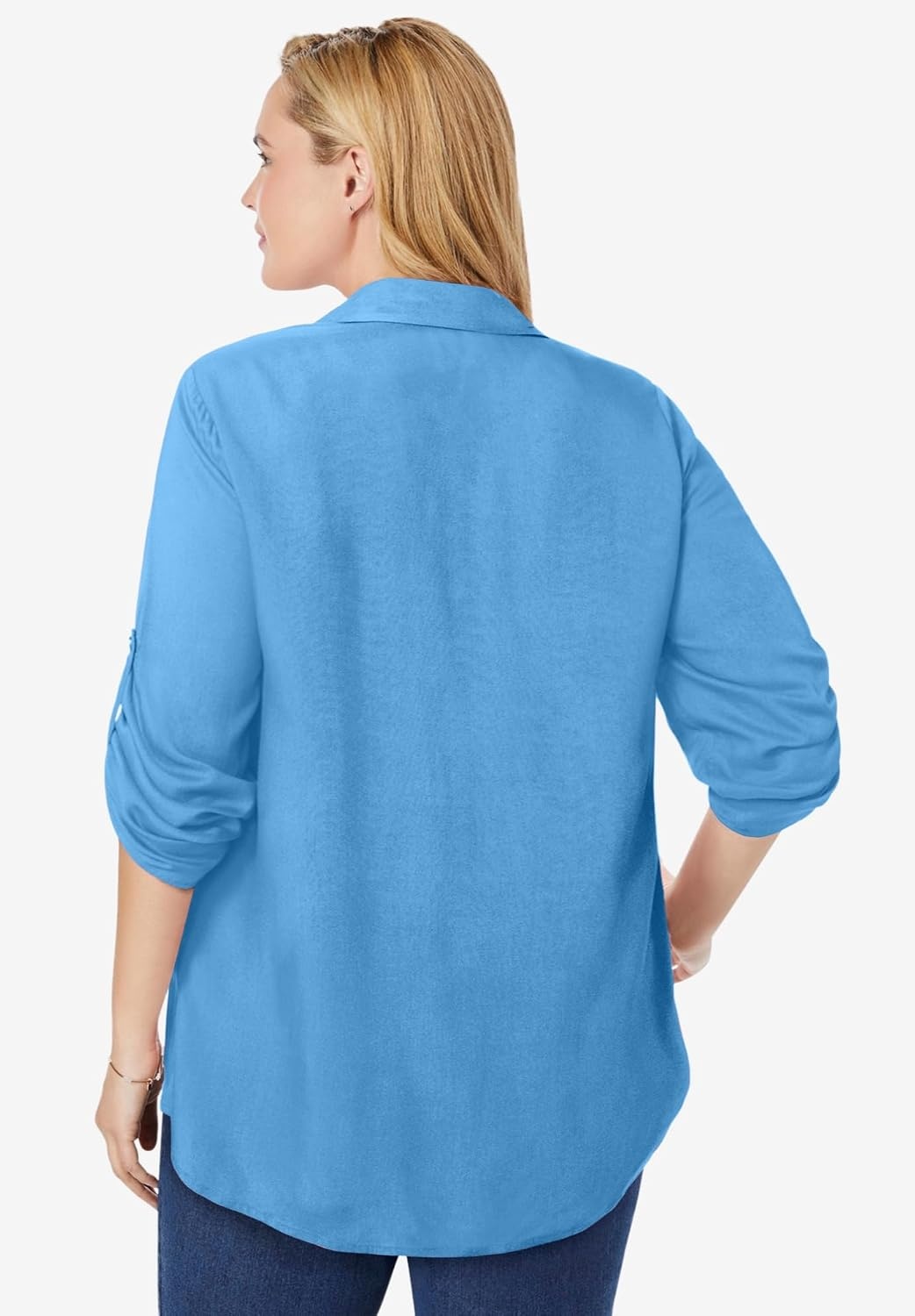 image:imageWoman Within Plus Size Rayon Pintucked Effortless Tunic BlouseDeep Claret Batik