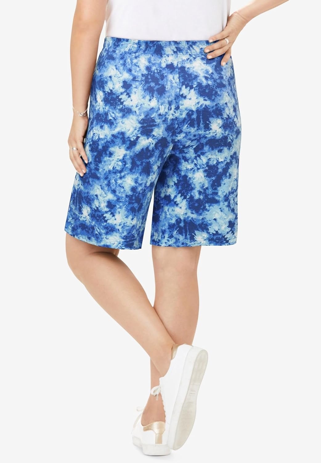 image:imageWoman Within Plus Size Sport Knit ShortRoyal Navy Tie Dye