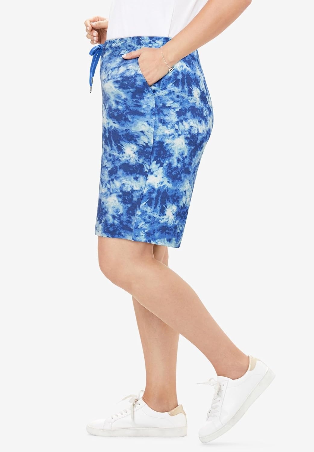 image:imageWoman Within Plus Size Sport Knit ShortRoyal Navy Tie Dye