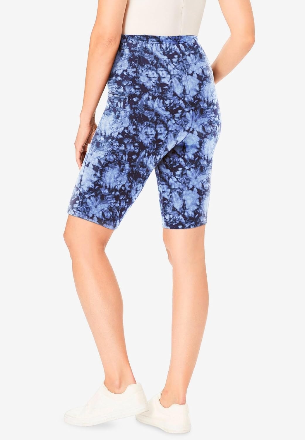 image:imageWoman Within Plus Size Stretch Cotton Pocket Bike ShortBlue Tie Dye