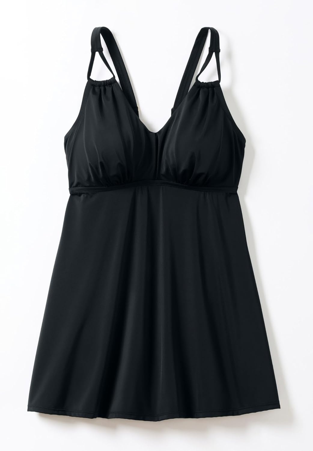 image:imageWomens Plus Size LoopStrap VNeck Tummy Control TwoPiece Swim DressBlack