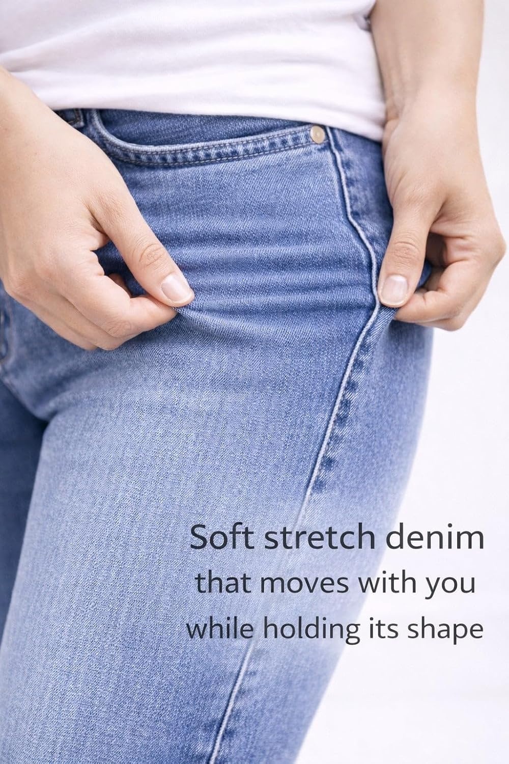 image:imageellos Comfortable Womens Plus Size Boyfriend Jeans Stretch Denim MidRiseDark Wash