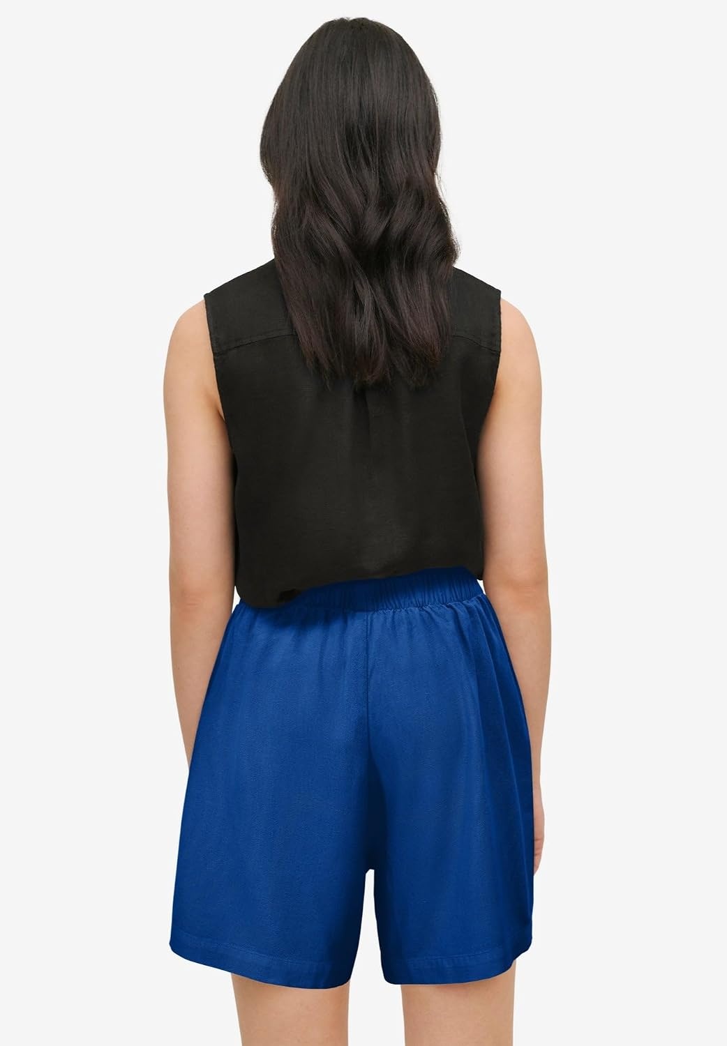 image:imageellos Plus Size LinenBlend PullOn Elastic Waist ShortsDark Sapphire