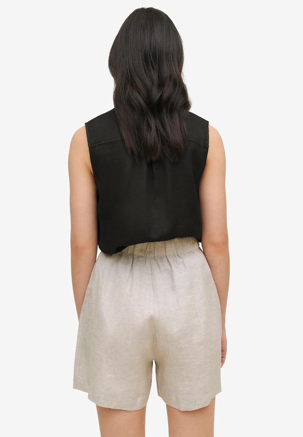 image:imageellos Plus Size LinenBlend PullOn Elastic Waist ShortsHeather Sand