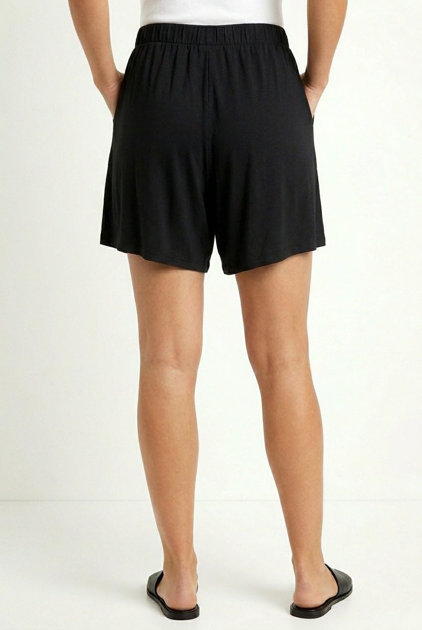 image:imageellos Plus Size Relaxed Fit Elastic Waistband Stretch Jersey ShortsBlack