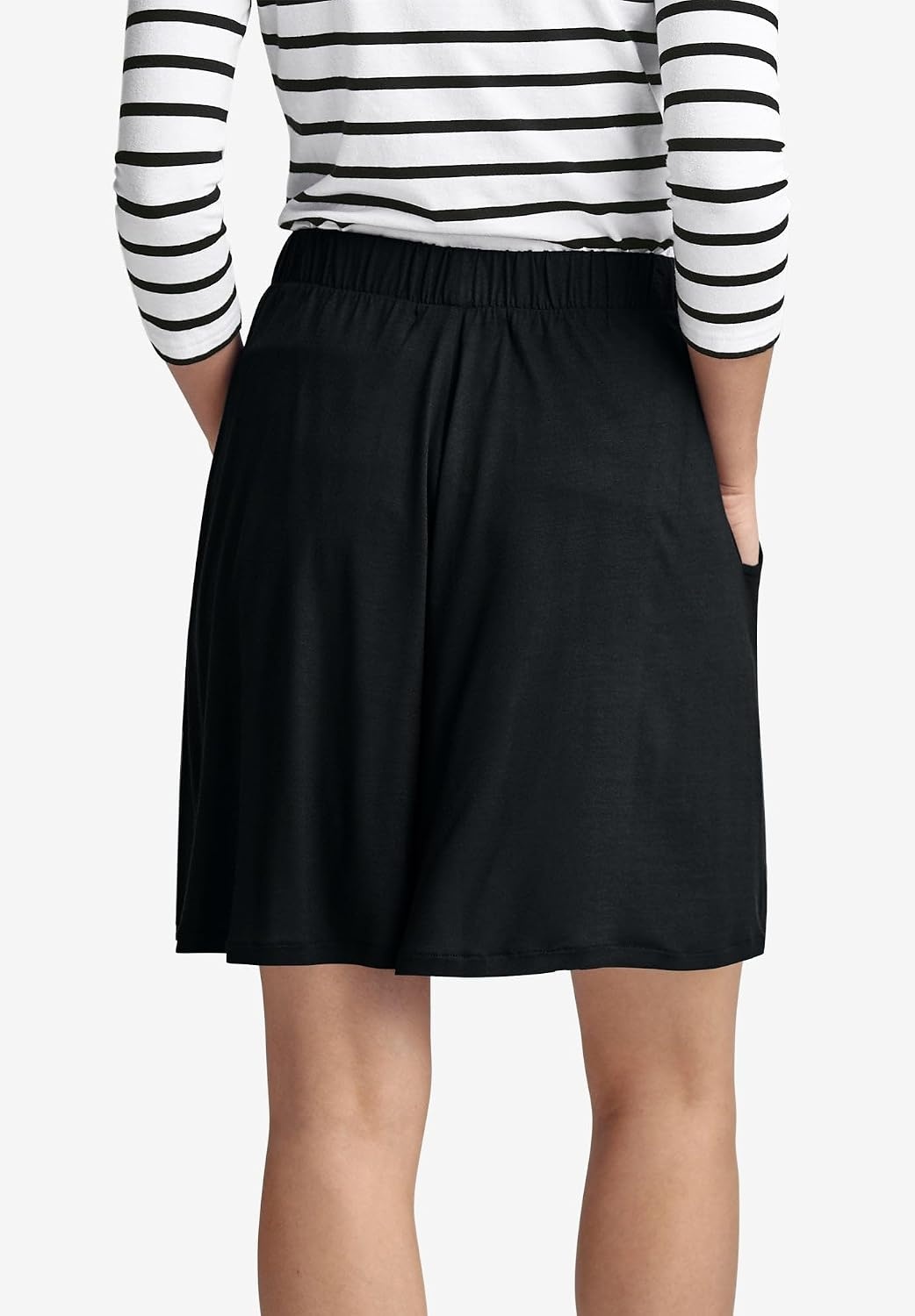image:imageellos Plus Size Relaxed Fit Elastic Waistband Stretch Jersey ShortsDesert Green
