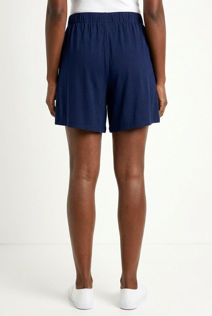image:imageellos Plus Size Relaxed Fit Elastic Waistband Stretch Jersey ShortsNavy