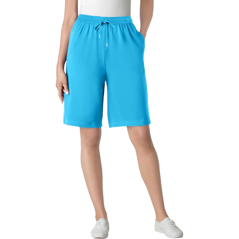 image:imageWoman Within Plus Size Sport Knit ShortParadise Blue