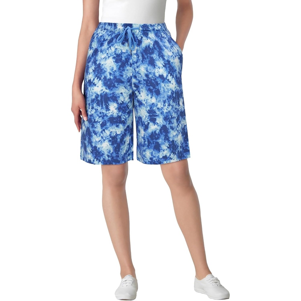 image:imageWoman Within Plus Size Sport Knit ShortRoyal Navy Tie Dye