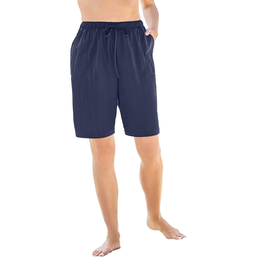 image:imageWomens Plus Size Taslon Cover Up Board Shorts with Builtin BriefNavy