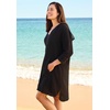 Swimsuits For All Swim 365 Women’s Plus Size Embroidered Cotton Gauze Cover-Up(Black)