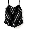 Swimsuits For All Swim 365 Women’s Plus Size Longer-Length V-Neck Tiered-Ruffle Tummy Control Tankini Top(Black Dots)