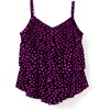 Swimsuits For All Swim 365 Women’s Plus Size Longer-Length V-Neck Tiered-Ruffle Tummy Control Tankini Top(Black Pink Dot)
