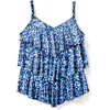 Swimsuits For All Swim 365 Women’s Plus Size Longer-Length V-Neck Tiered-Ruffle Tummy Control Tankini Top(Coastal Sea Glass)