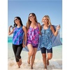 Swimsuits For All Swim 365 Women’s Plus Size Longer-Length V-Neck Tiered-Ruffle Tummy Control Tankini Top(Oasis Floral)