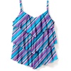 Swimsuits For All Swim 365 Women’s Plus Size Longer-Length V-Neck Tiered-Ruffle Tummy Control Tankini Top(Turq Paradise Stripe)