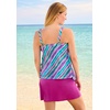 Swimsuits For All Swim 365 Women’s Plus Size Longer-Length V-Neck Tiered-Ruffle Tummy Control Tankini Top(Turq Paradise Stripe)