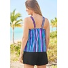 Swimsuits For All Swim 365 Women’s Plus Size Tank Overlay Tummy Control Adjustable-Strap Swim Romper(Pink Textured Palm)
