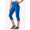 Woman Within Plus Size Capri Pull-On Stretch Knit Cotton Spandex Leggings(Bright Cobalt)