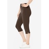 Woman Within Plus Size Capri Pull-On Stretch Knit Cotton Spandex Leggings(Chocolate)