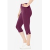 Woman Within Plus Size Capri Pull-On Stretch Knit Cotton Spandex Leggings(Deep Claret)