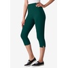 Woman Within Plus Size Capri Pull-On Stretch Knit Cotton Spandex Leggings(Emerald Green)