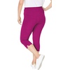 Woman Within Plus Size Capri Pull-On Stretch Knit Cotton Spandex Leggings(Heather Charcoal)