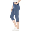 Woman Within Plus Size Capri Pull-On Stretch Knit Cotton Spandex Leggings(Heather Navy)