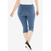 Woman Within Plus Size Capri Pull-On Stretch Knit Cotton Spandex Leggings(Heather Navy)