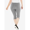 Woman Within Plus Size Capri Pull-On Stretch Knit Cotton Spandex Leggings(Medium Heather Grey)