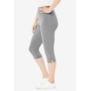 Woman Within Plus Size Capri Pull-On Stretch Knit Cotton Spandex Leggings(Medium Heather Grey)
